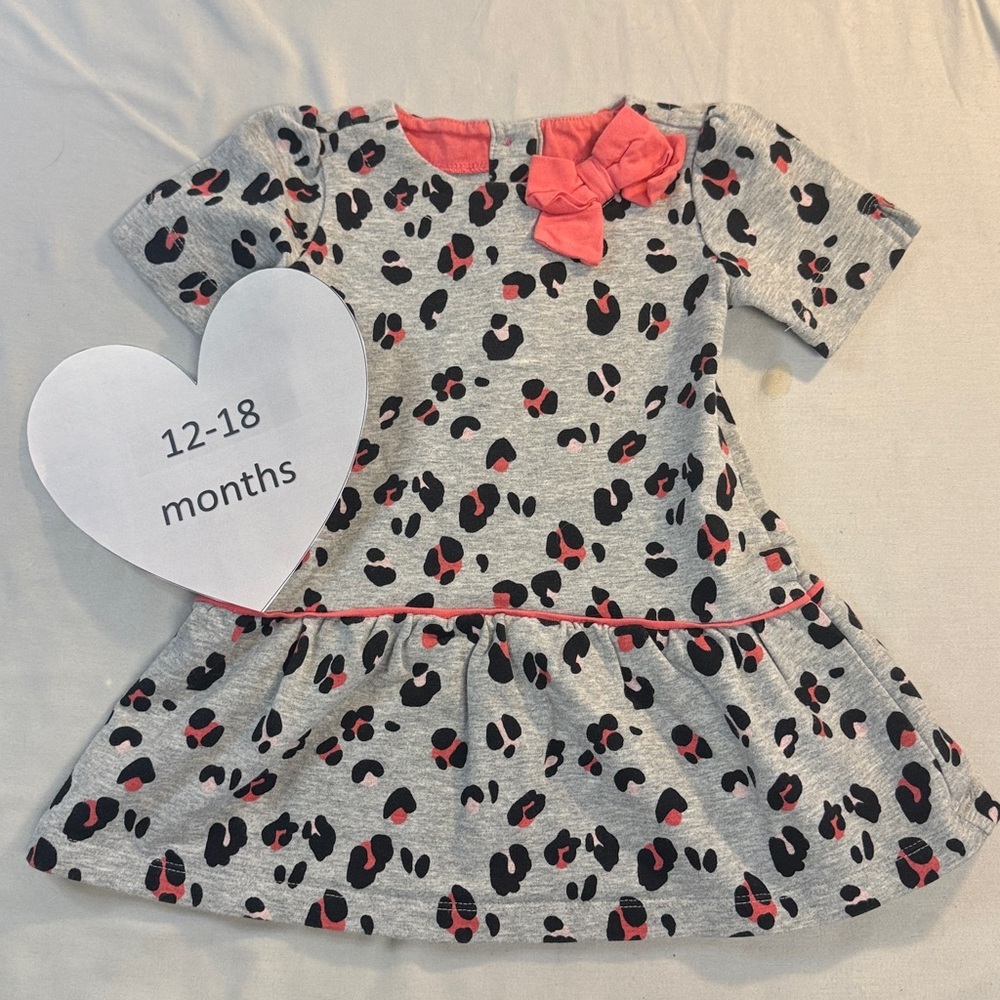 Gymboree - Grey and Pink Long sleeve Leopard Print Dress